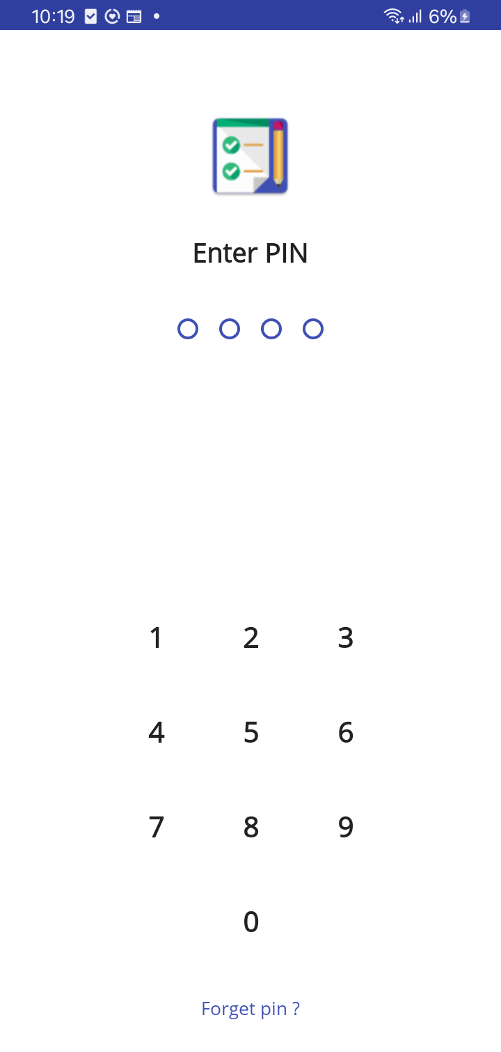 App Lock PIN entry screen